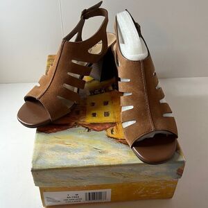 Brown Suede Open-Toe Heels